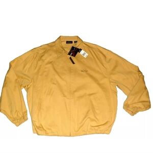 Greg Norman $80 The Shark Golf Yellow Full Zip Cotton Jacket Mens sz. XL New